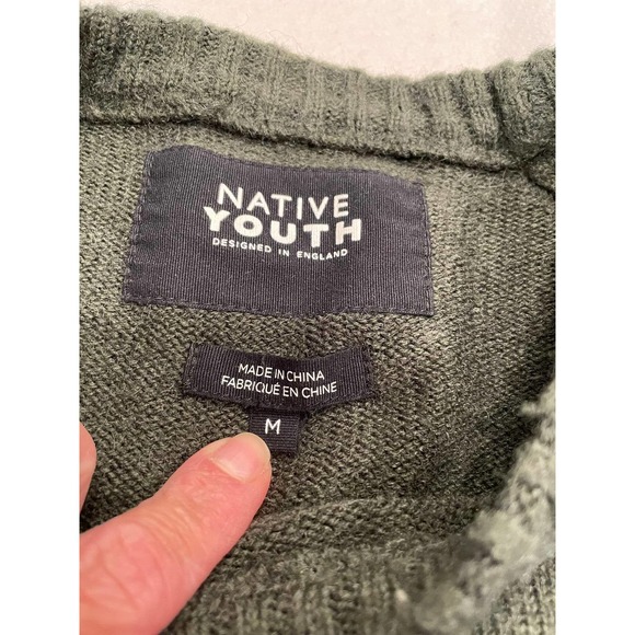 Native Youth Size M Altitude Knit Men's Sweater Wool Blend Crew Neck Pullover - Picture 10 of 12